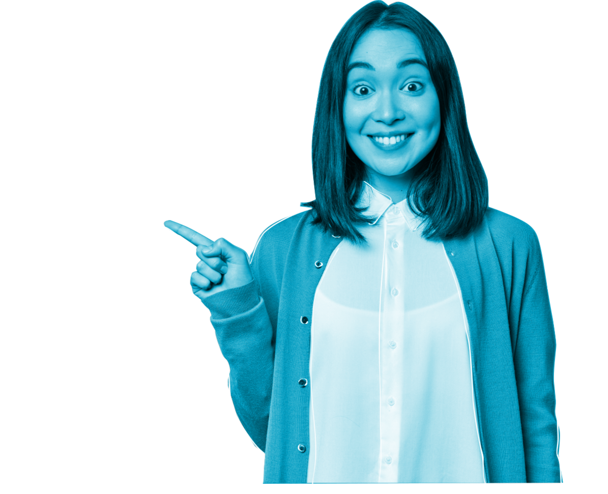 A smiling young woman with dark shoulder length hair is pointing to the Colibrio Cirrus logo. A speach bubble says, Coming Soon! Sign up to get notified.